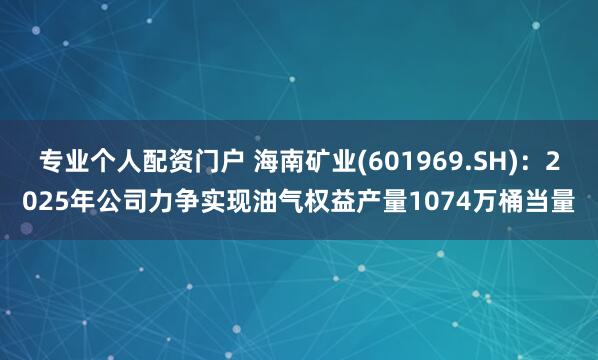 专业个人配资门户 海南矿业(601969.SH)：2025年公司力争实现油气权益产量1074万桶当量