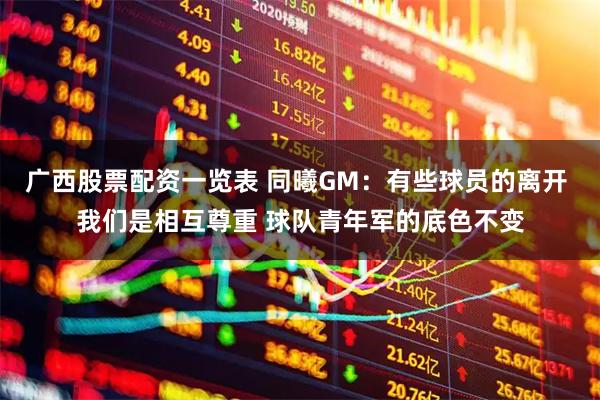 广西股票配资一览表 同曦GM：有些球员的离开 我们是相互尊重 球队青年军的底色不变